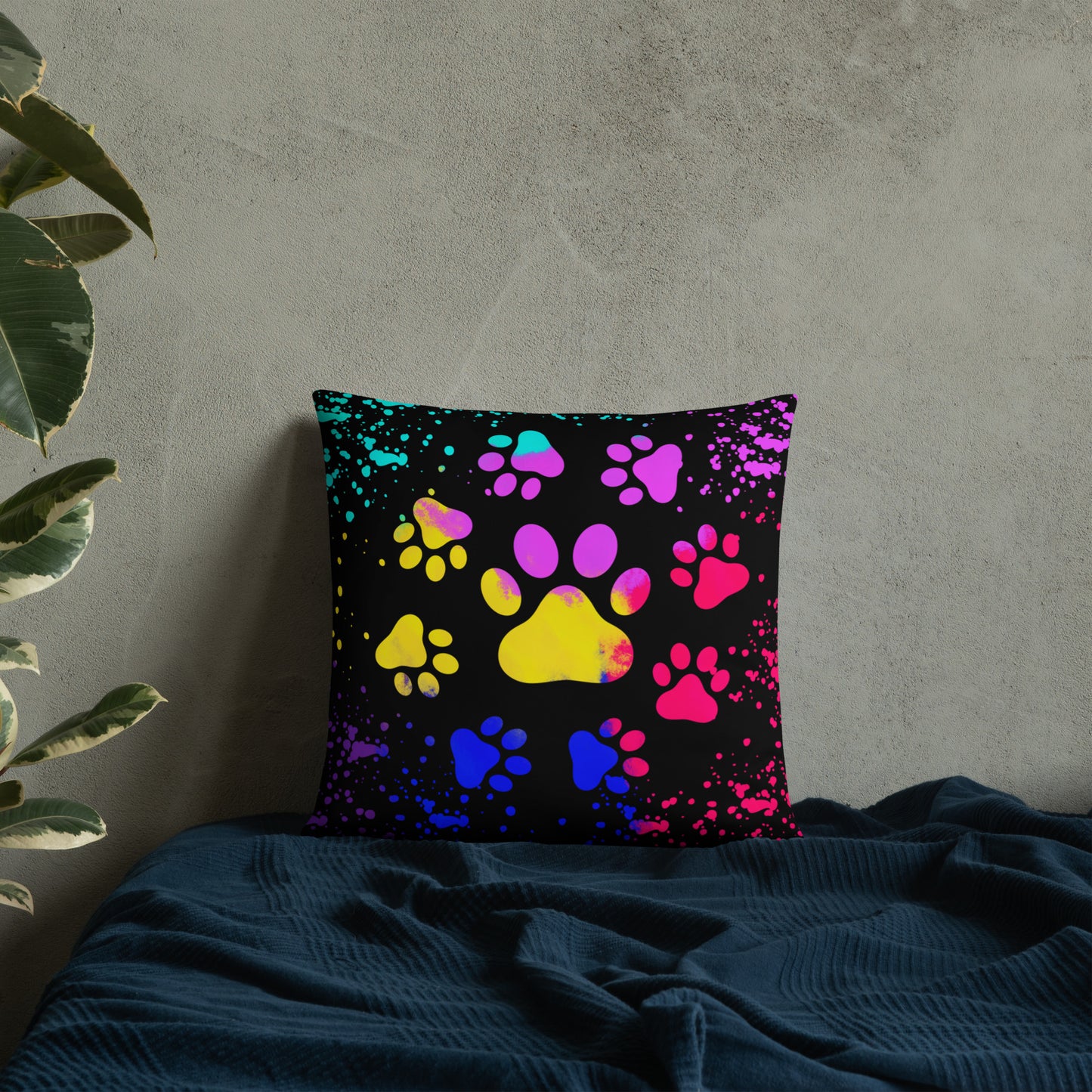 LIGHT RAINBOW DOG PAWS- Basic Pillow