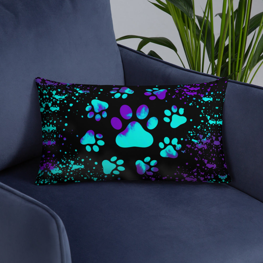 BLUE/ PURPLE DOG PAWS- Basic Pillow