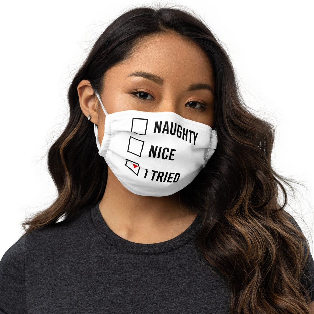 NAUGHTY, NICE, I TRIED- Premium face mask