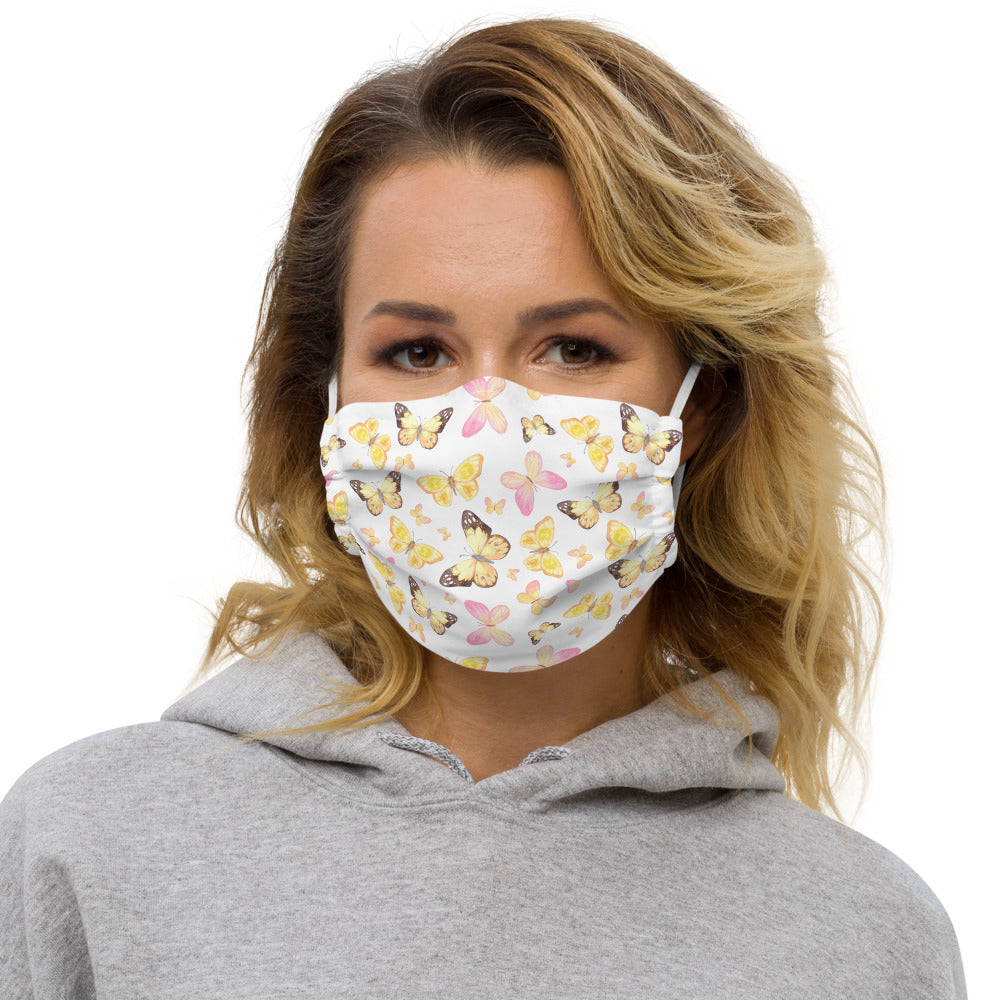 YELLOW BUTTERFLIES- Premium face mask