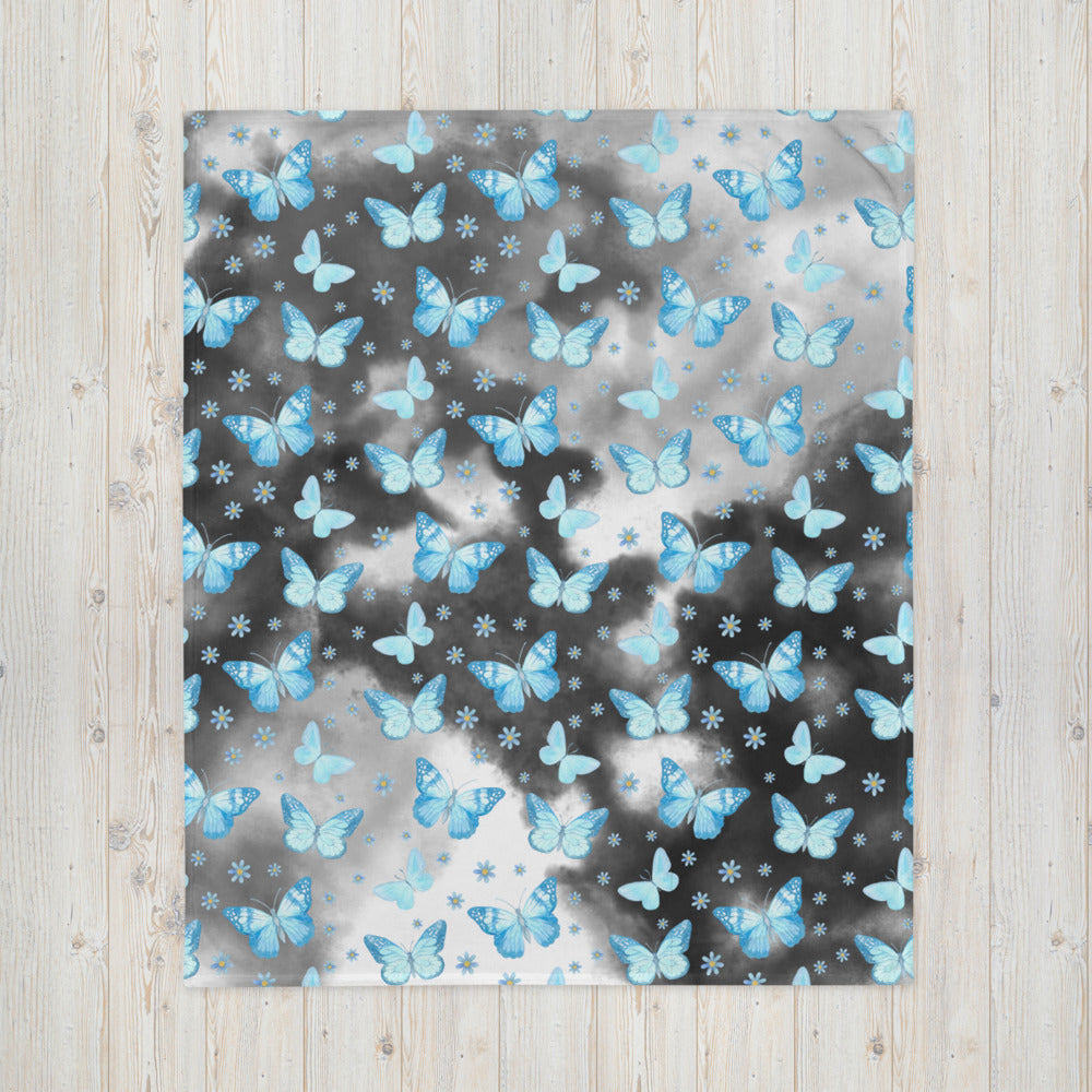 BLUE BUTTERFLIES- Throw Blanket