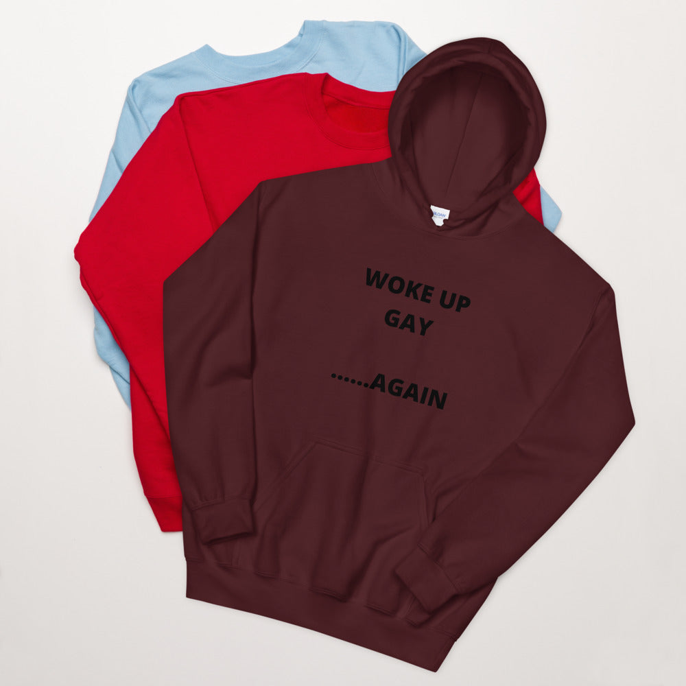 WOKE UP GAY, AGAIN- Unisex Hoodie