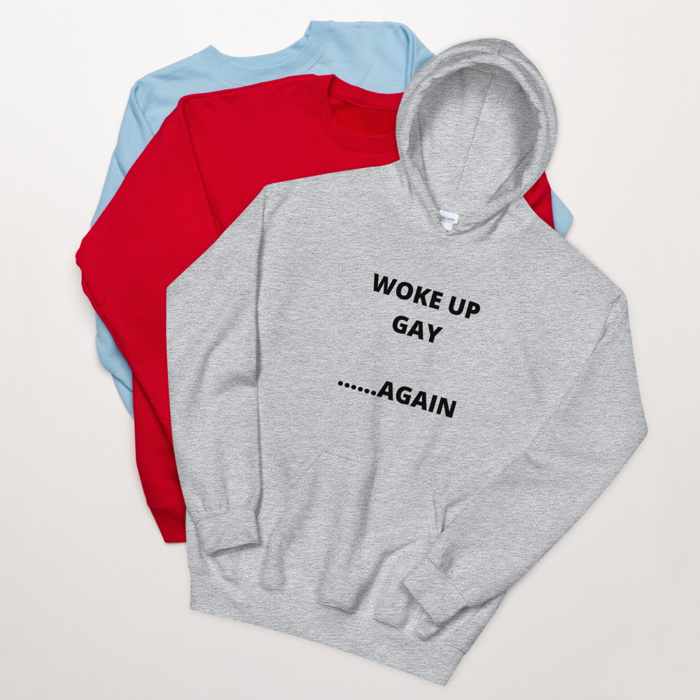 WOKE UP GAY, AGAIN- Unisex Hoodie