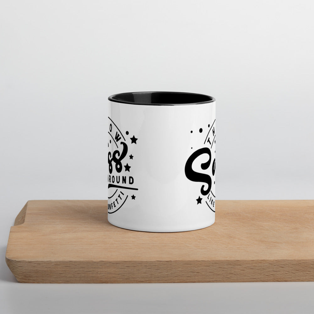 THROW SASS LIKE CONFETTI- Mug with Color Inside