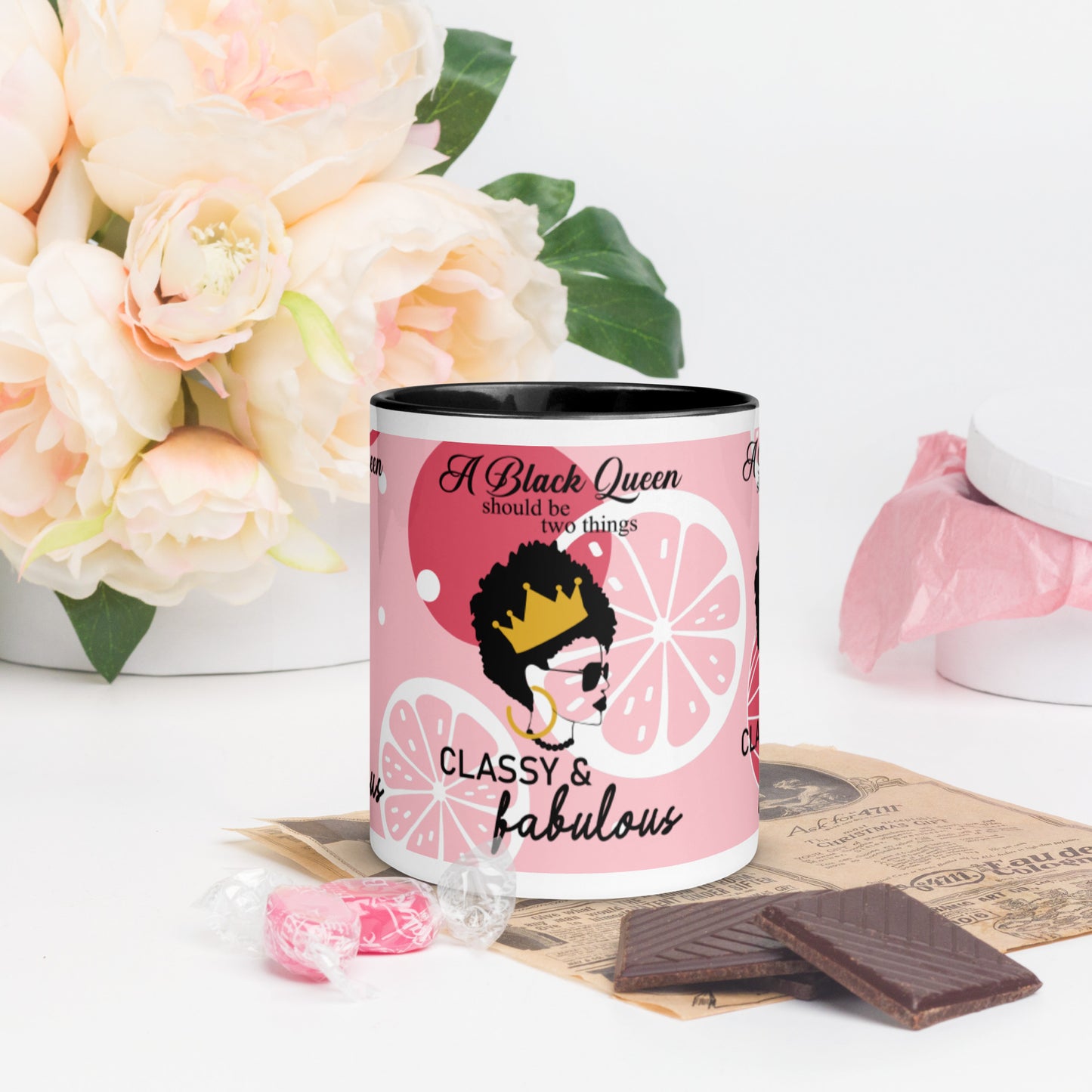 FABULOUS AND CLASSY BLACK QUEEN- Mug with Color Inside