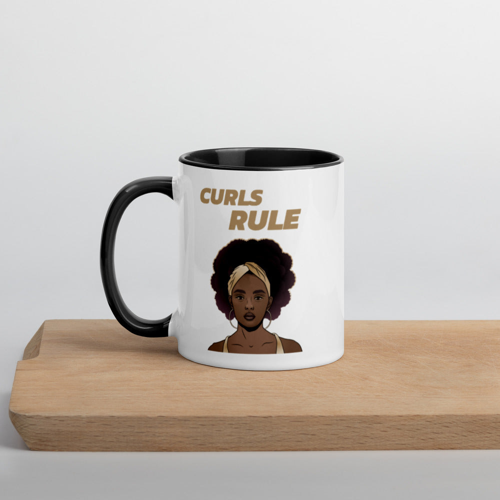 CURLS RULE- Mug with Color Inside