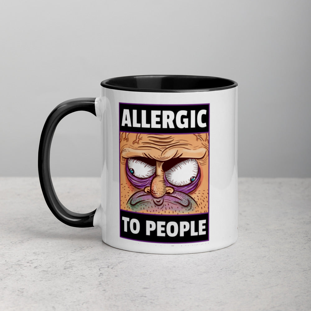 ALLERGIC TO PEOPLE- Mug with Color Inside