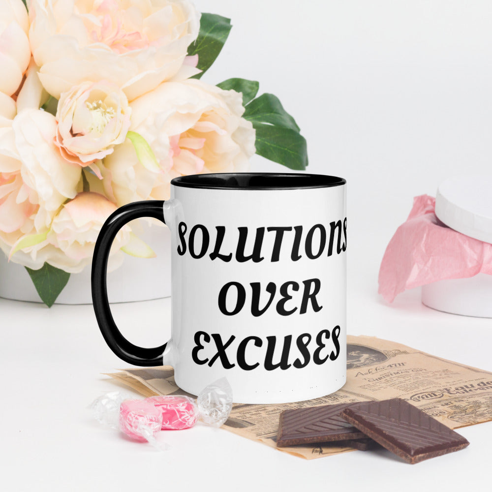 SOLUTIONS OVER EXCUSES- Mug with Color Inside