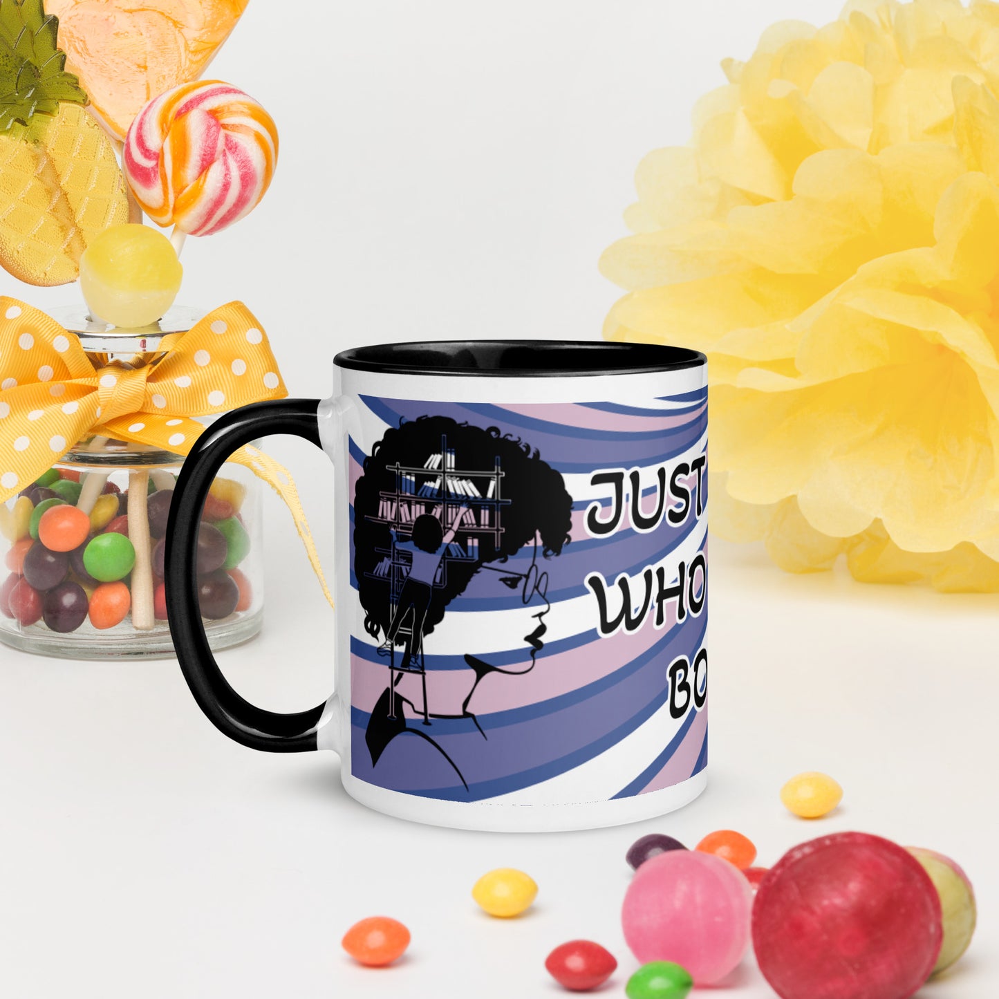 JUST A GIRL WHO LOVES BOOKS- Mug with Color Inside