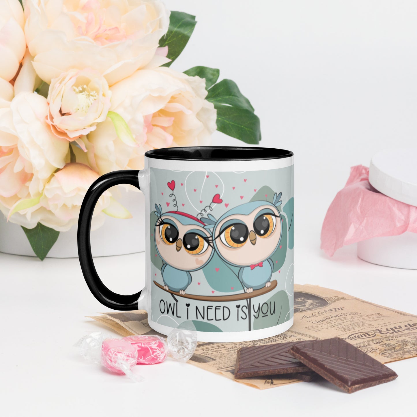OWL I NEED IS YOU- Mug with Color Inside