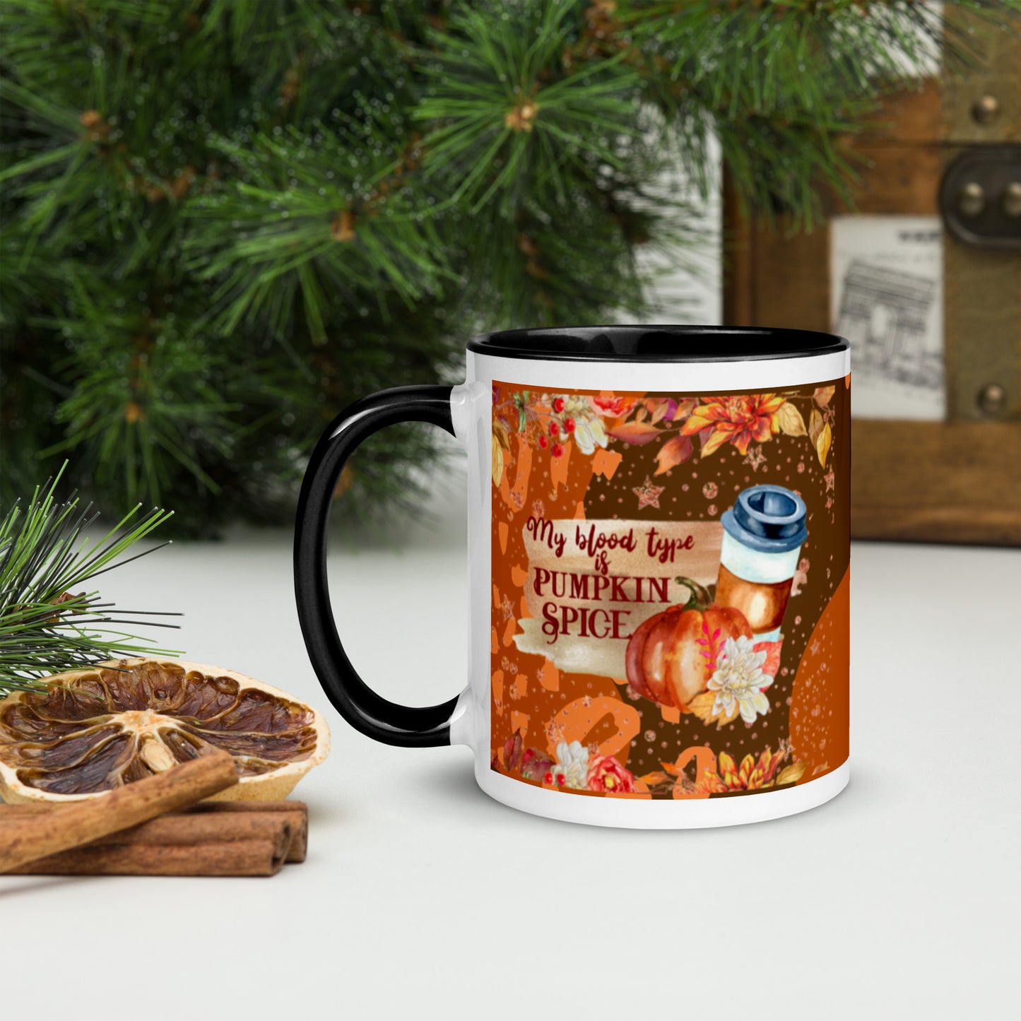 MY BLOOD TYPE IS PUMPKIN SPICE- Mug with Color Inside