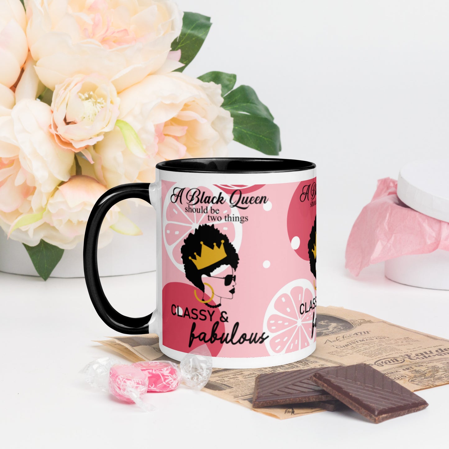 FABULOUS AND CLASSY BLACK QUEEN- Mug with Color Inside