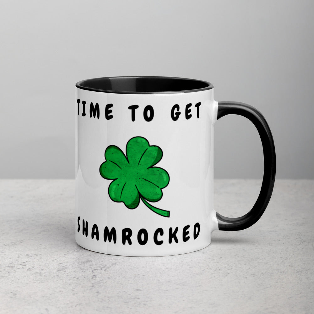 TIME TO GET SHAMROCKED- Mug with Color Inside