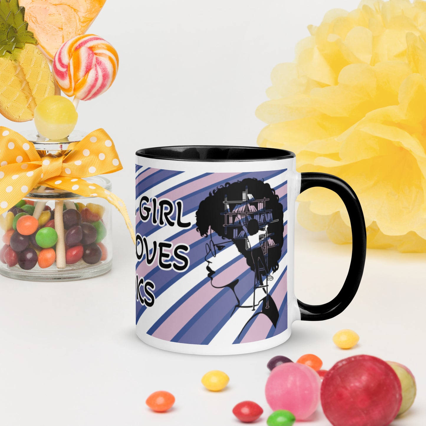 JUST A GIRL WHO LOVES BOOKS- Mug with Color Inside