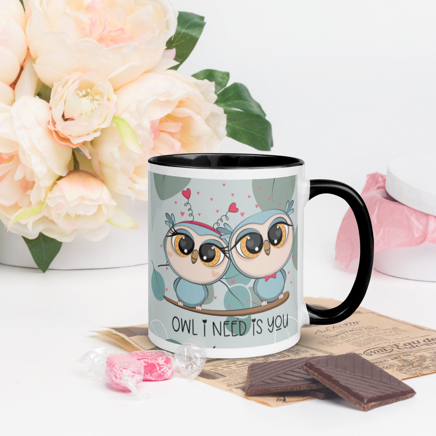 OWL I NEED IS YOU- Mug with Color Inside