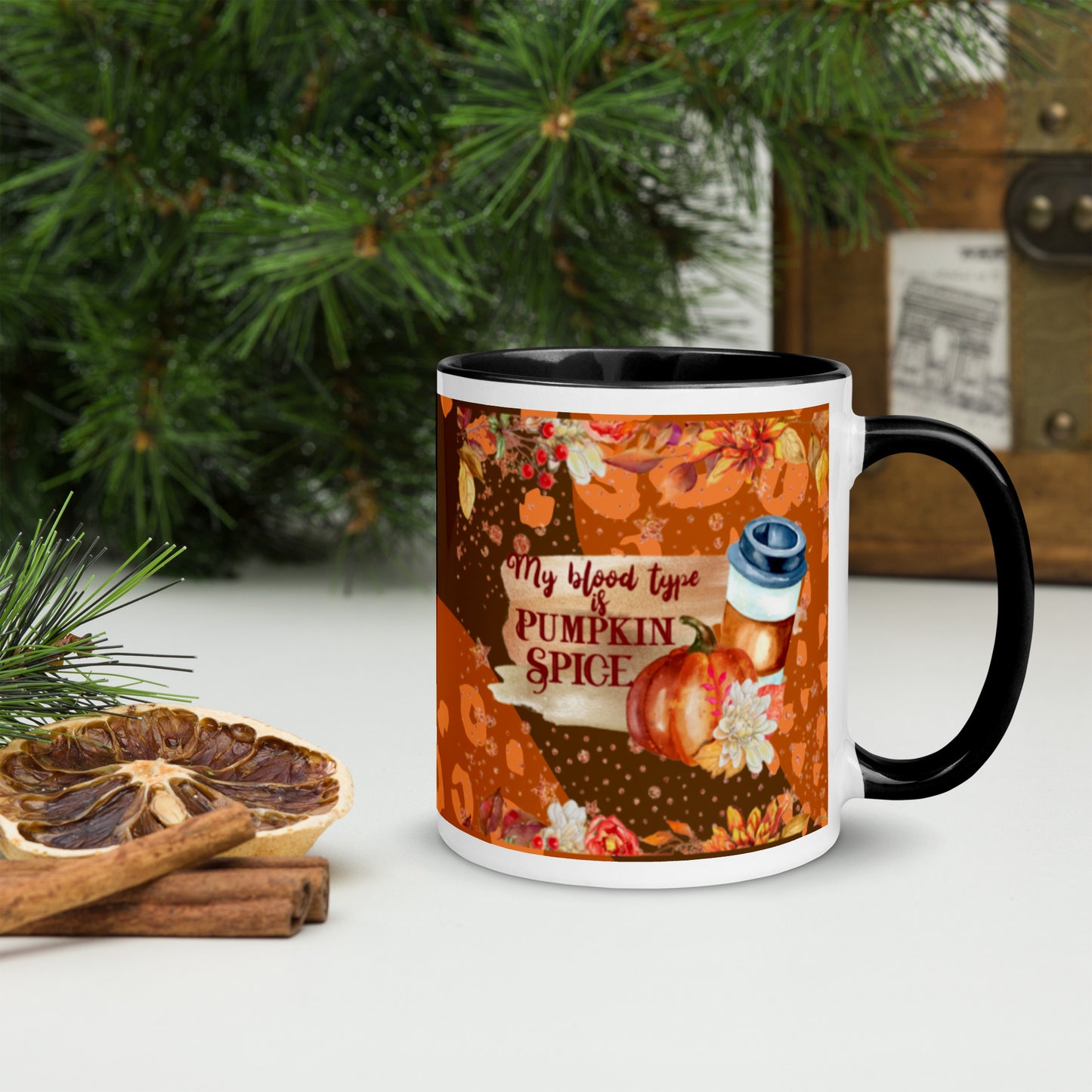 MY BLOOD TYPE IS PUMPKIN SPICE- Mug with Color Inside