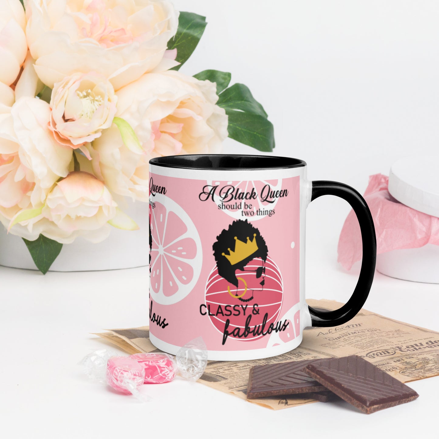 FABULOUS AND CLASSY BLACK QUEEN- Mug with Color Inside