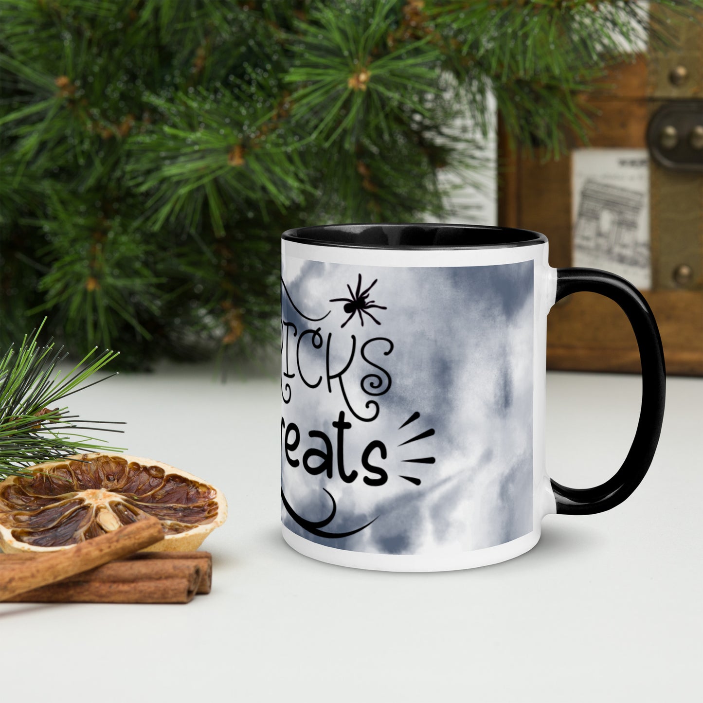 NO TRICKS, JUST TREATS- Mug with Color Inside
