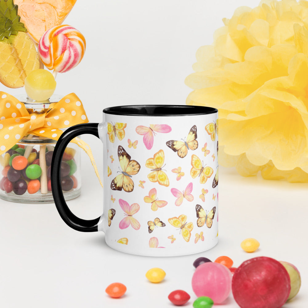 YELLOW BUTTERFLIES- Mug with Color Inside