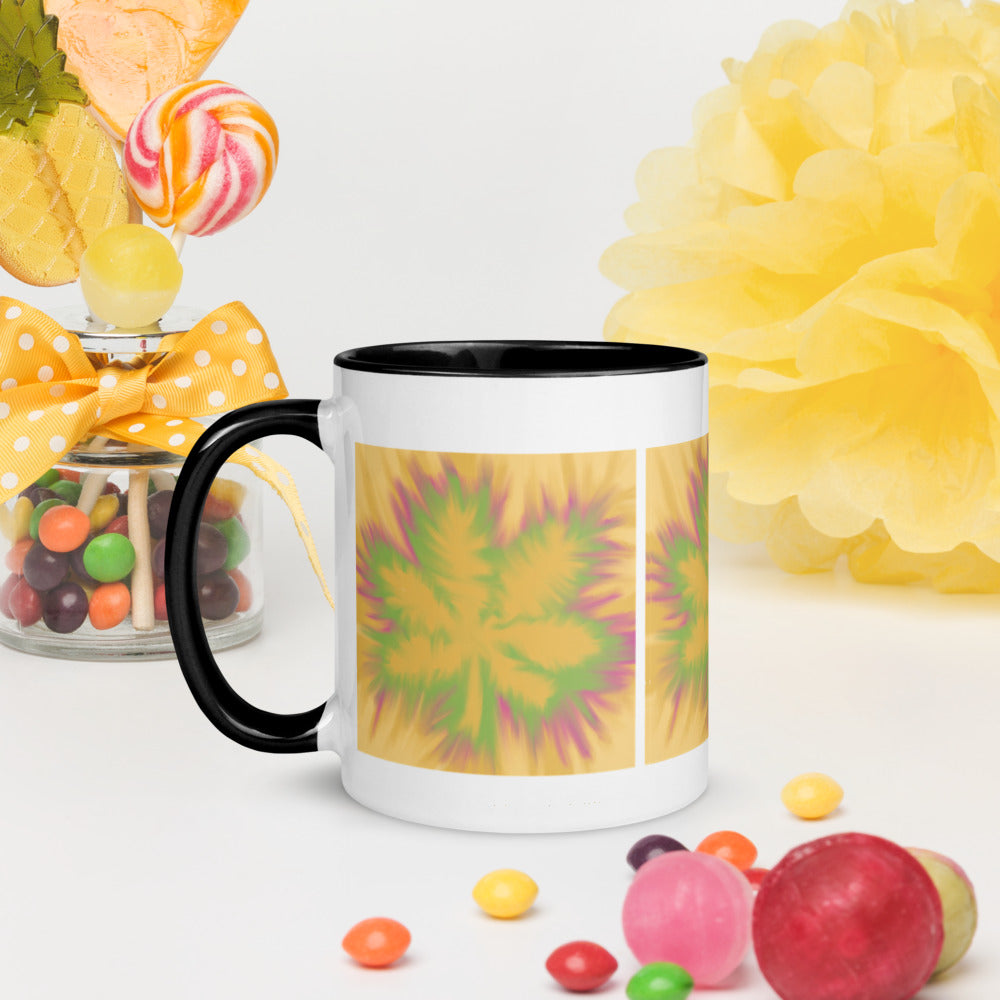 TYE DYE MARIJUANA LEAF- Mug with Color Inside