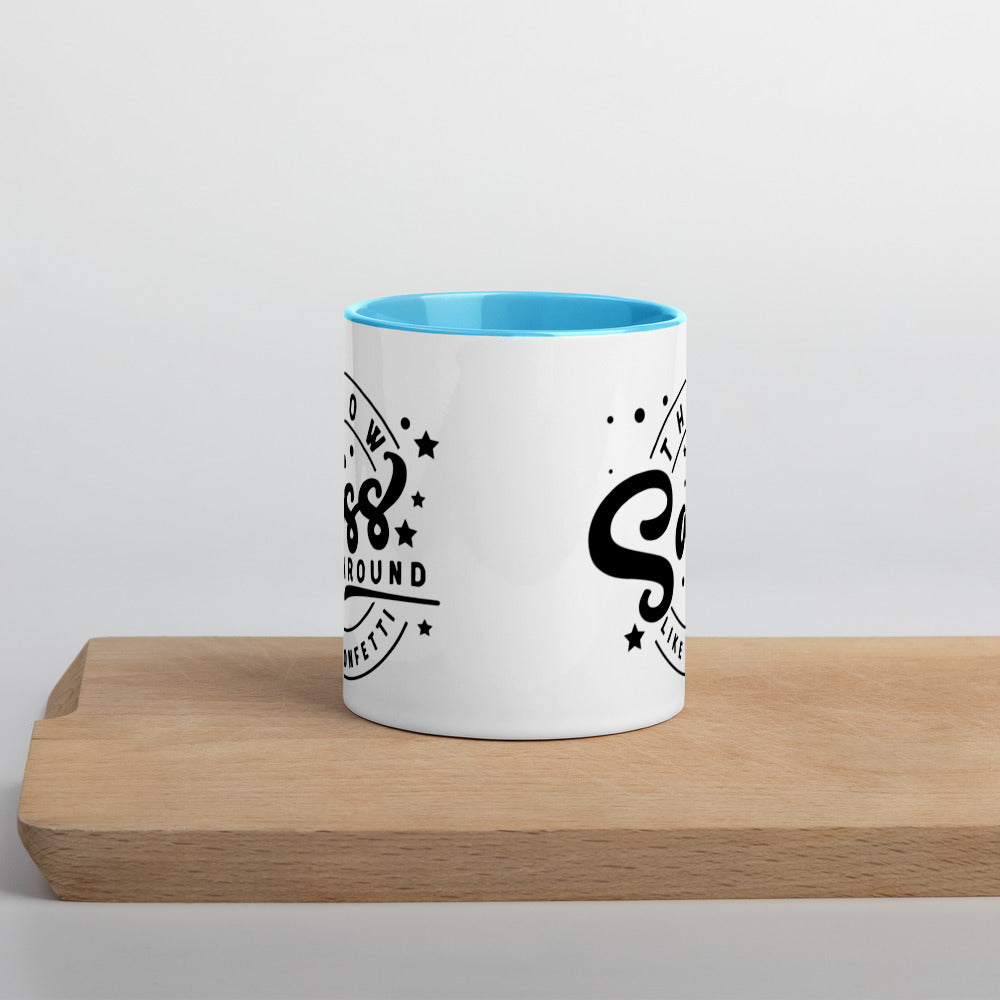 THROW SASS LIKE CONFETTI- Mug with Color Inside
