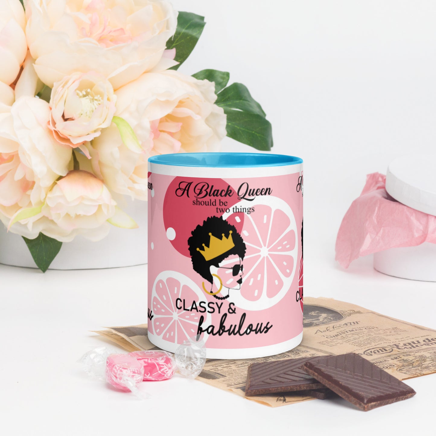 FABULOUS AND CLASSY BLACK QUEEN- Mug with Color Inside