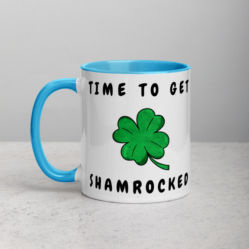 TIME TO GET SHAMROCKED- Mug with Color Inside