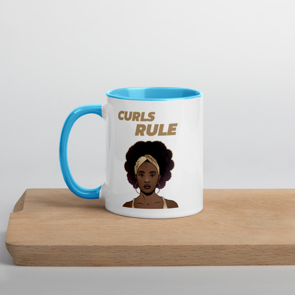 CURLS RULE- Mug with Color Inside