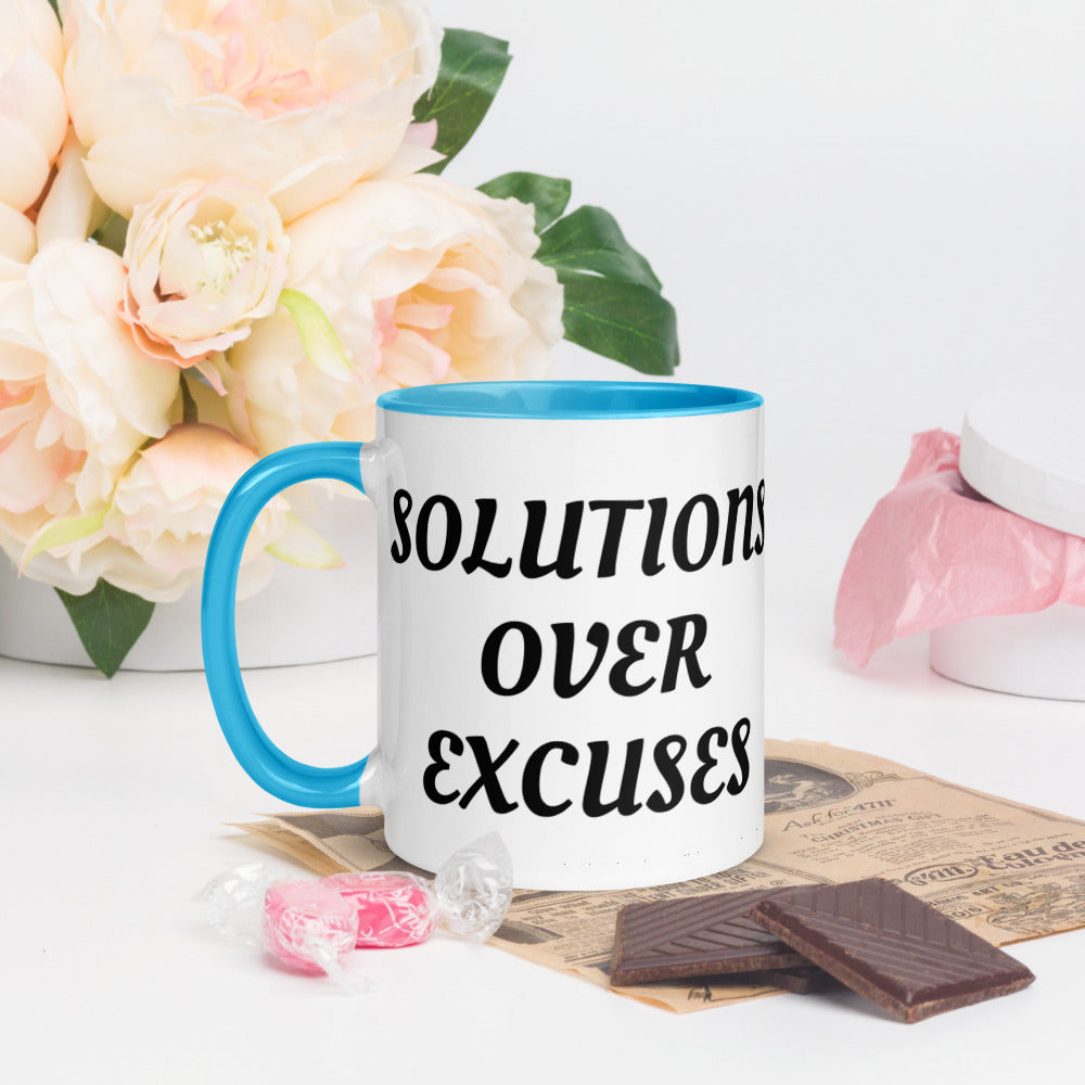 SOLUTIONS OVER EXCUSES- Mug with Color Inside