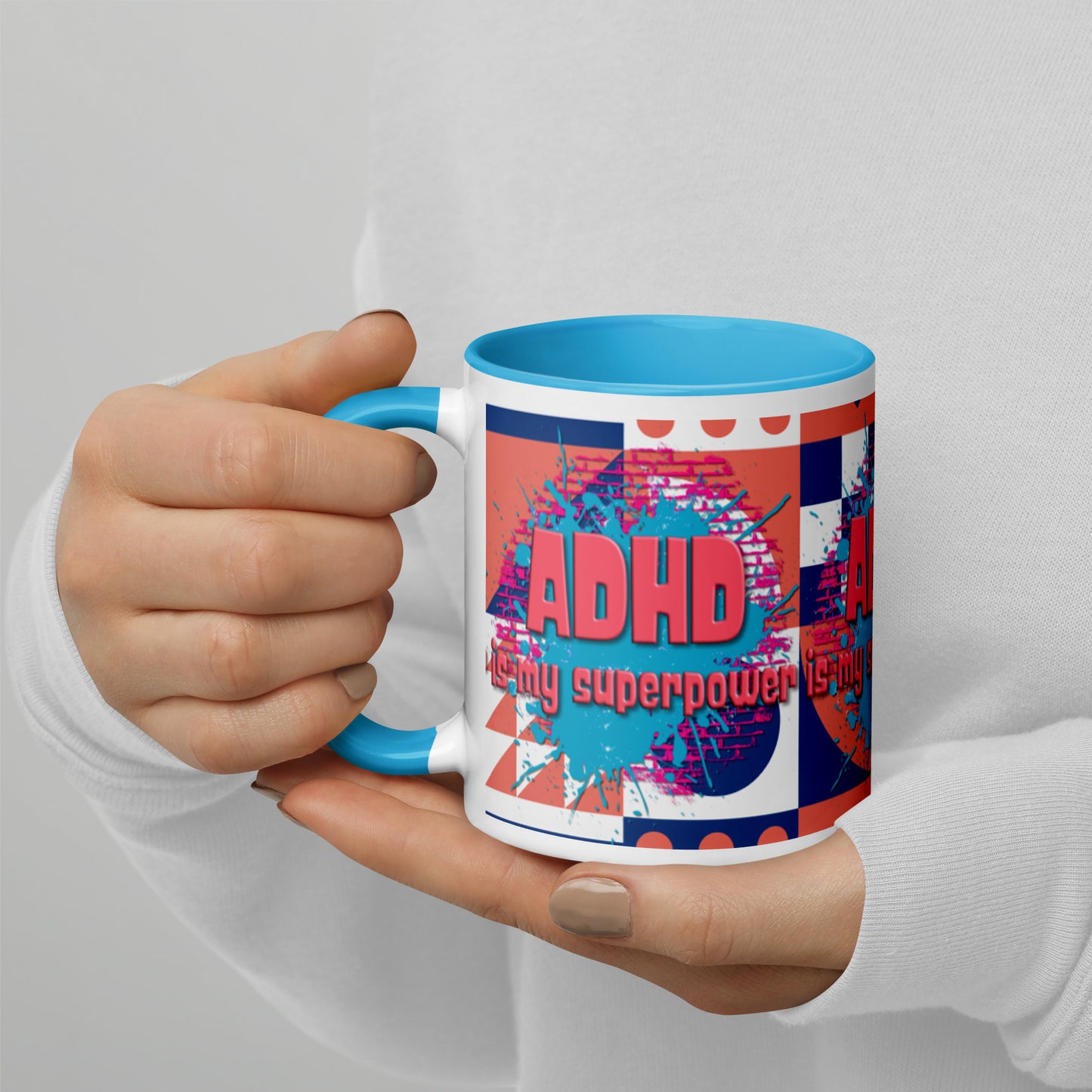ADHD IS MY SUPERPOWER- Mug with Color Inside