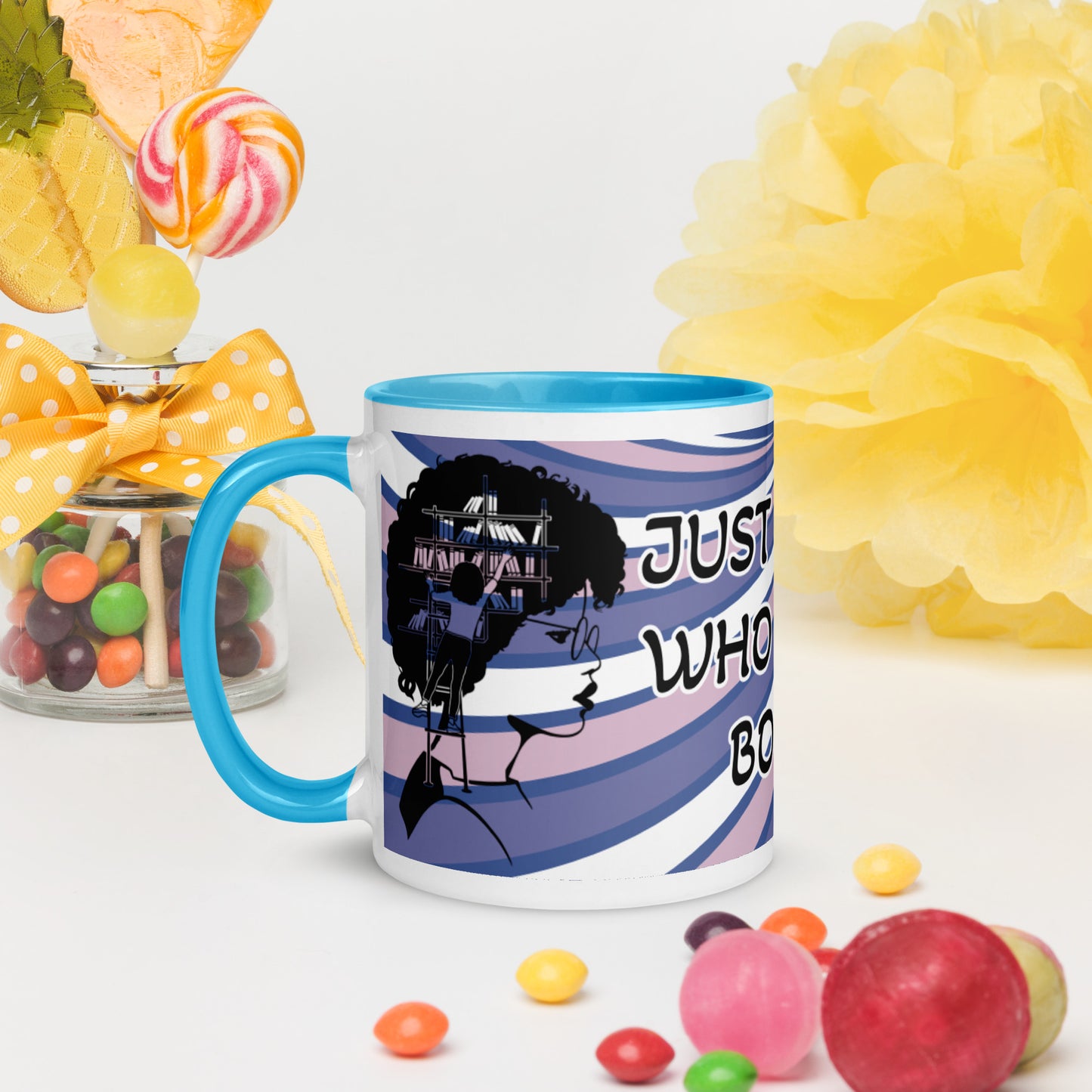 JUST A GIRL WHO LOVES BOOKS- Mug with Color Inside