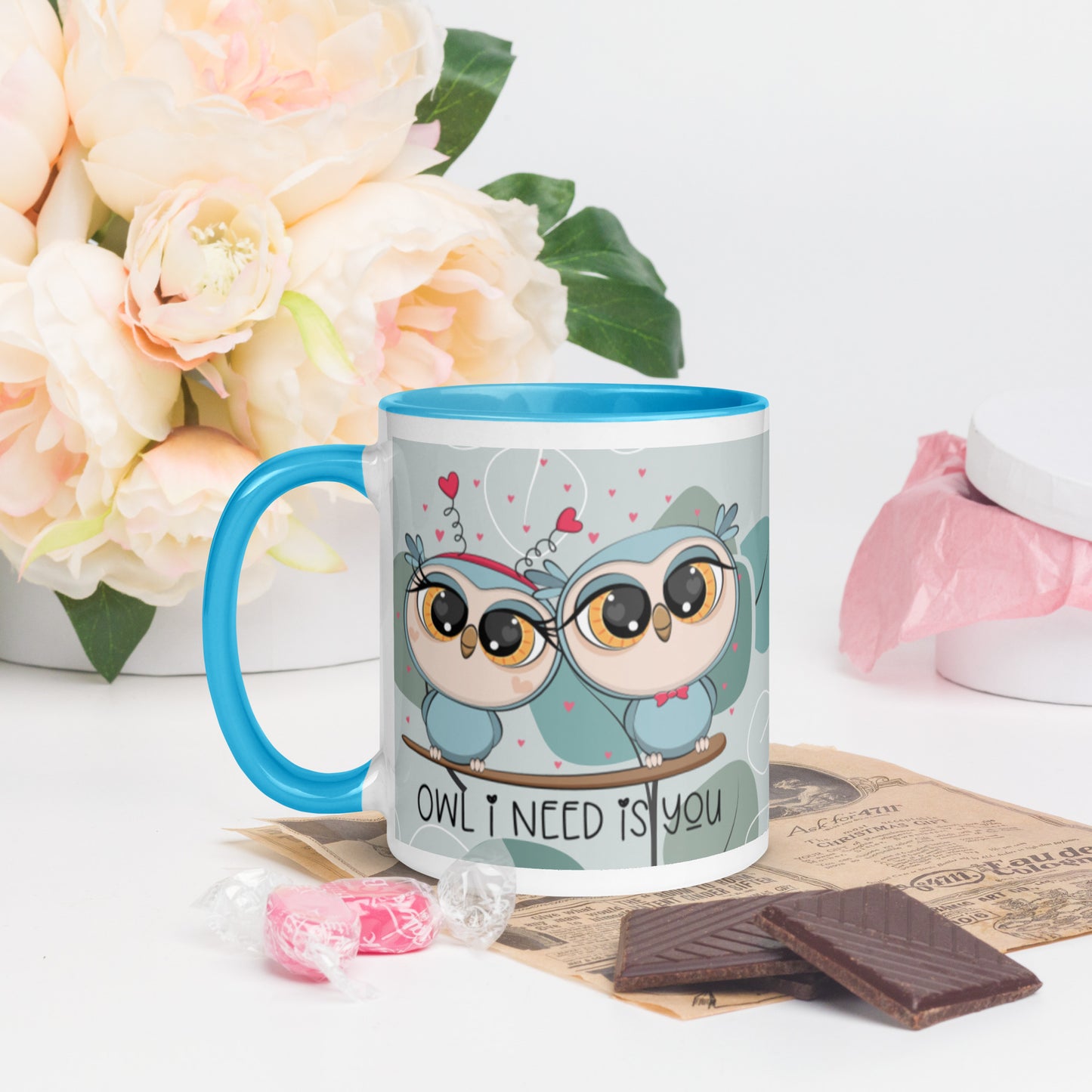 OWL I NEED IS YOU- Mug with Color Inside