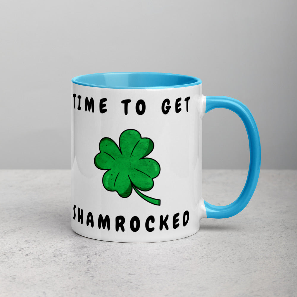 TIME TO GET SHAMROCKED- Mug with Color Inside