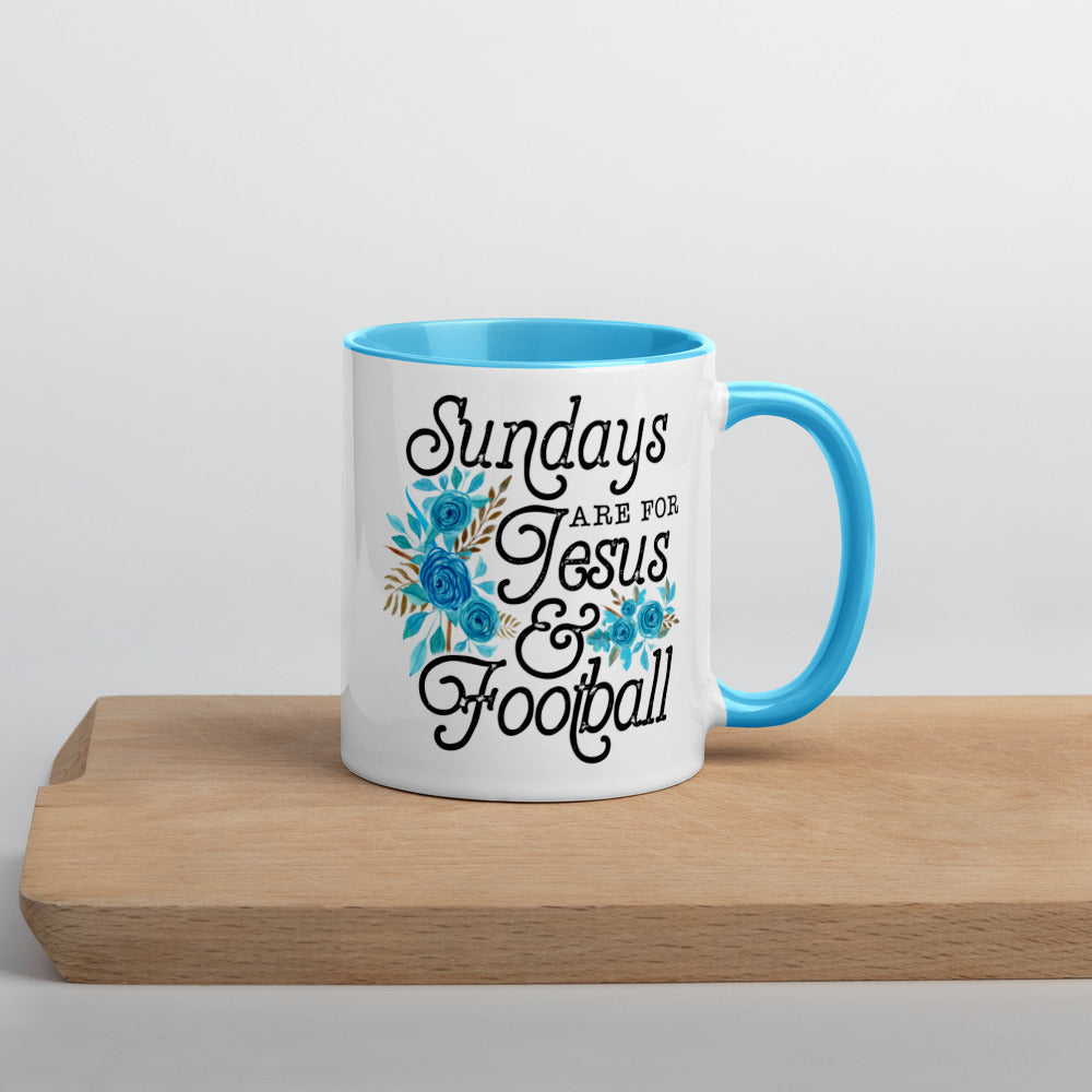 SUNDAYS ARE FOR JESUS AND FOOTBALL- Mug with Color Inside