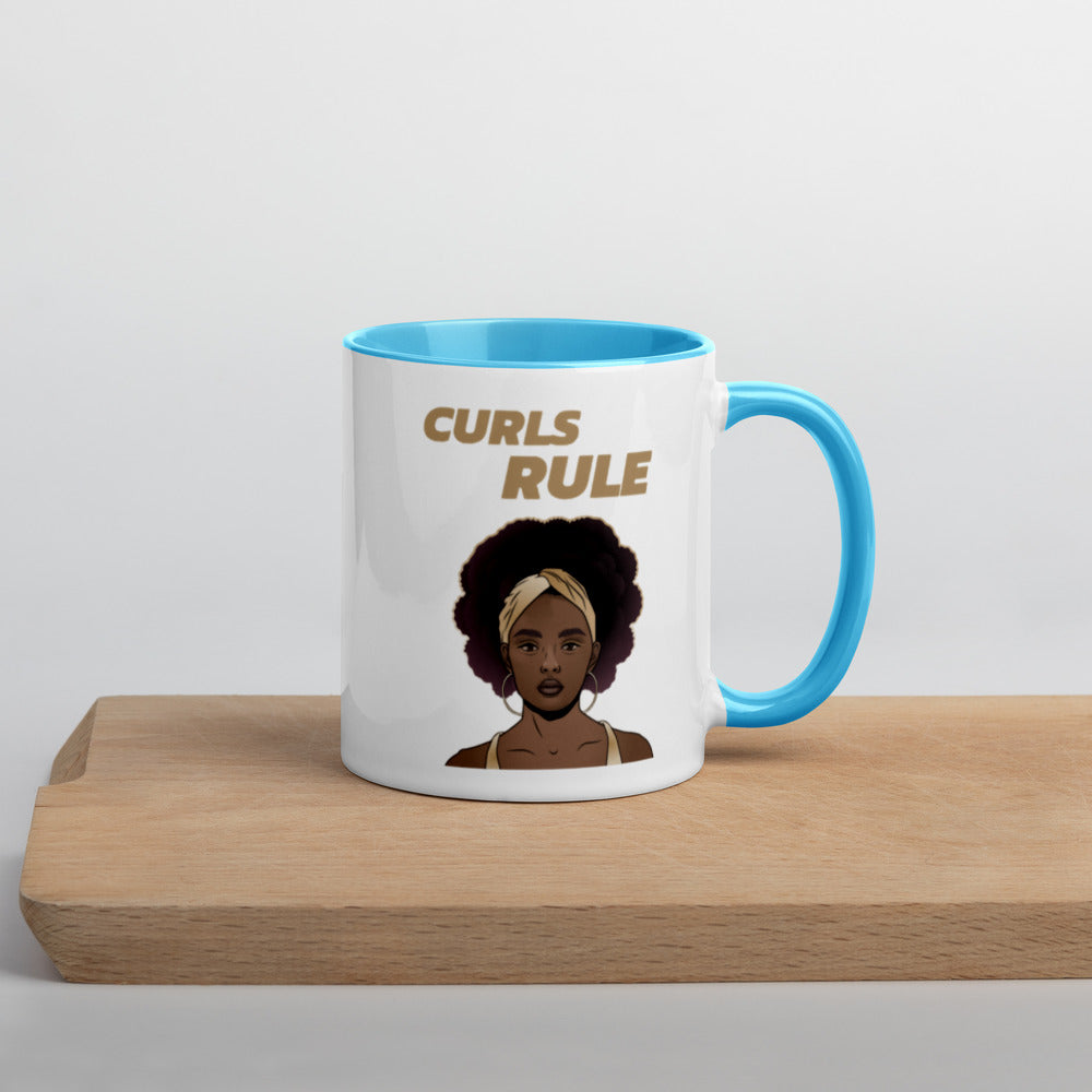 CURLS RULE- Mug with Color Inside