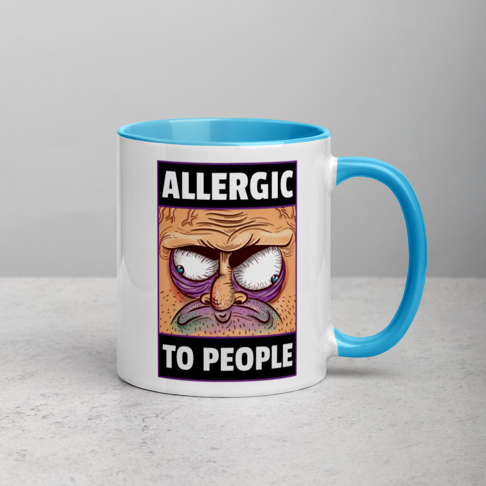 ALLERGIC TO PEOPLE- Mug with Color Inside