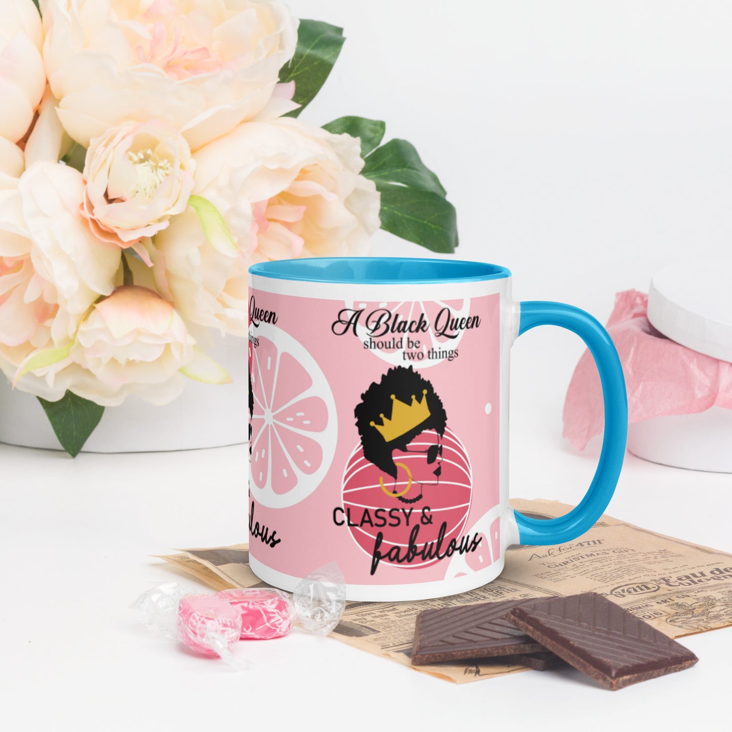 FABULOUS AND CLASSY BLACK QUEEN- Mug with Color Inside