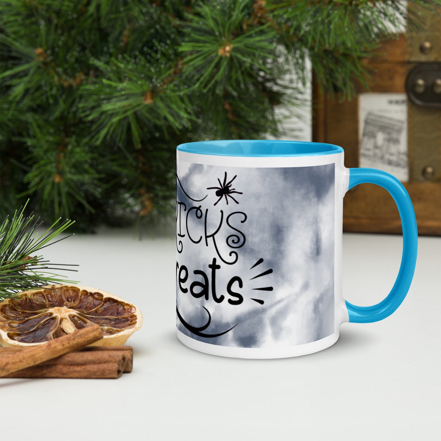 NO TRICKS, JUST TREATS- Mug with Color Inside