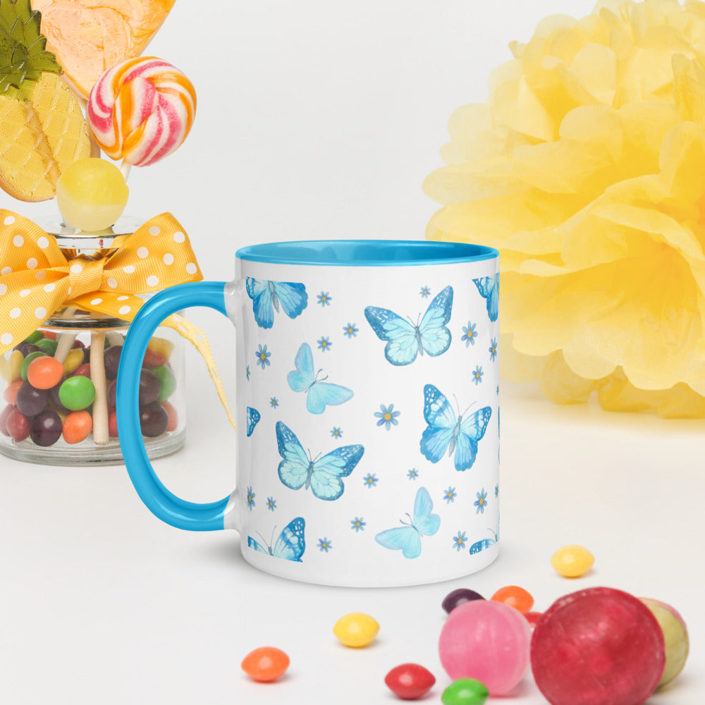 BLUE BUTTERFLIES- Mug with Color Inside