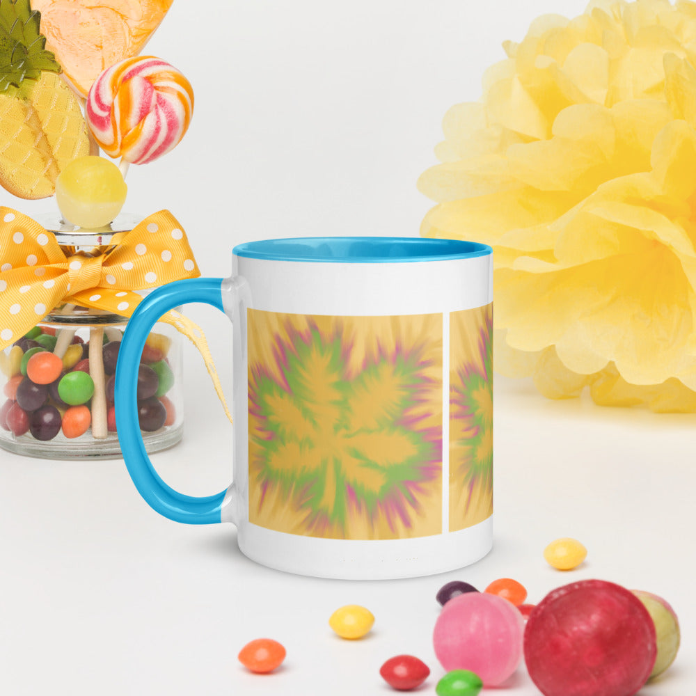 TYE DYE MARIJUANA LEAF- Mug with Color Inside