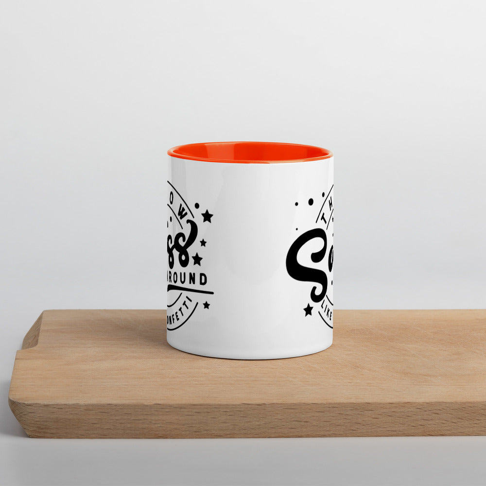 THROW SASS LIKE CONFETTI- Mug with Color Inside