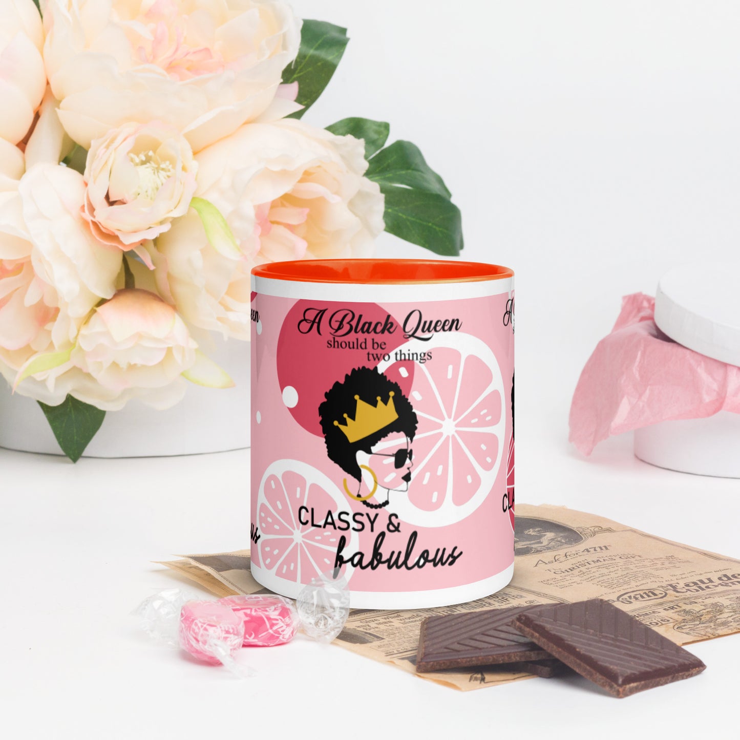 FABULOUS AND CLASSY BLACK QUEEN- Mug with Color Inside