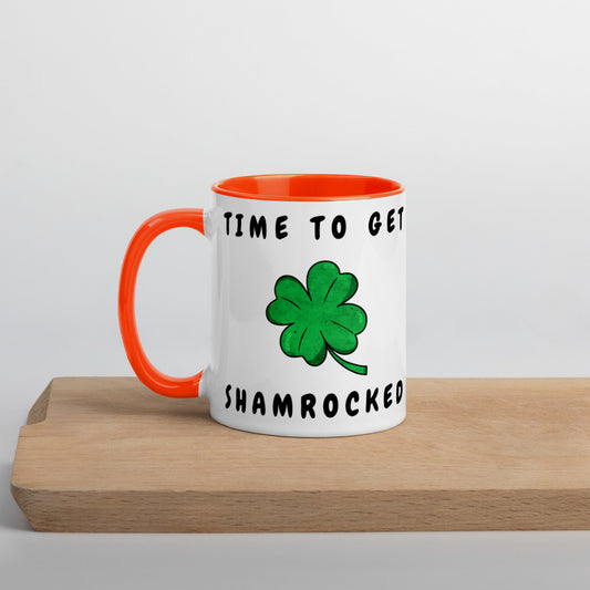 TIME TO GET SHAMROCKED- Mug with Color Inside