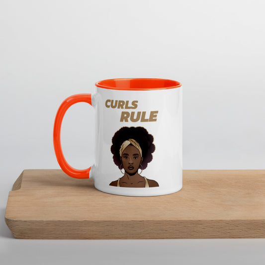 CURLS RULE- Mug with Color Inside