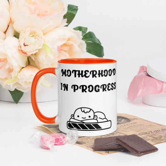 MOTHERHOOD IN PROGRESS- Mug with Color Inside