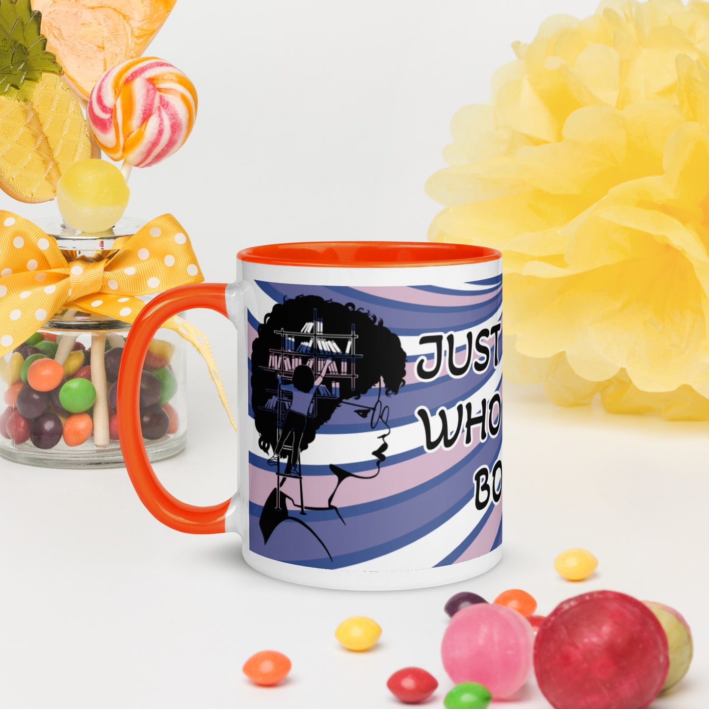 JUST A GIRL WHO LOVES BOOKS- Mug with Color Inside