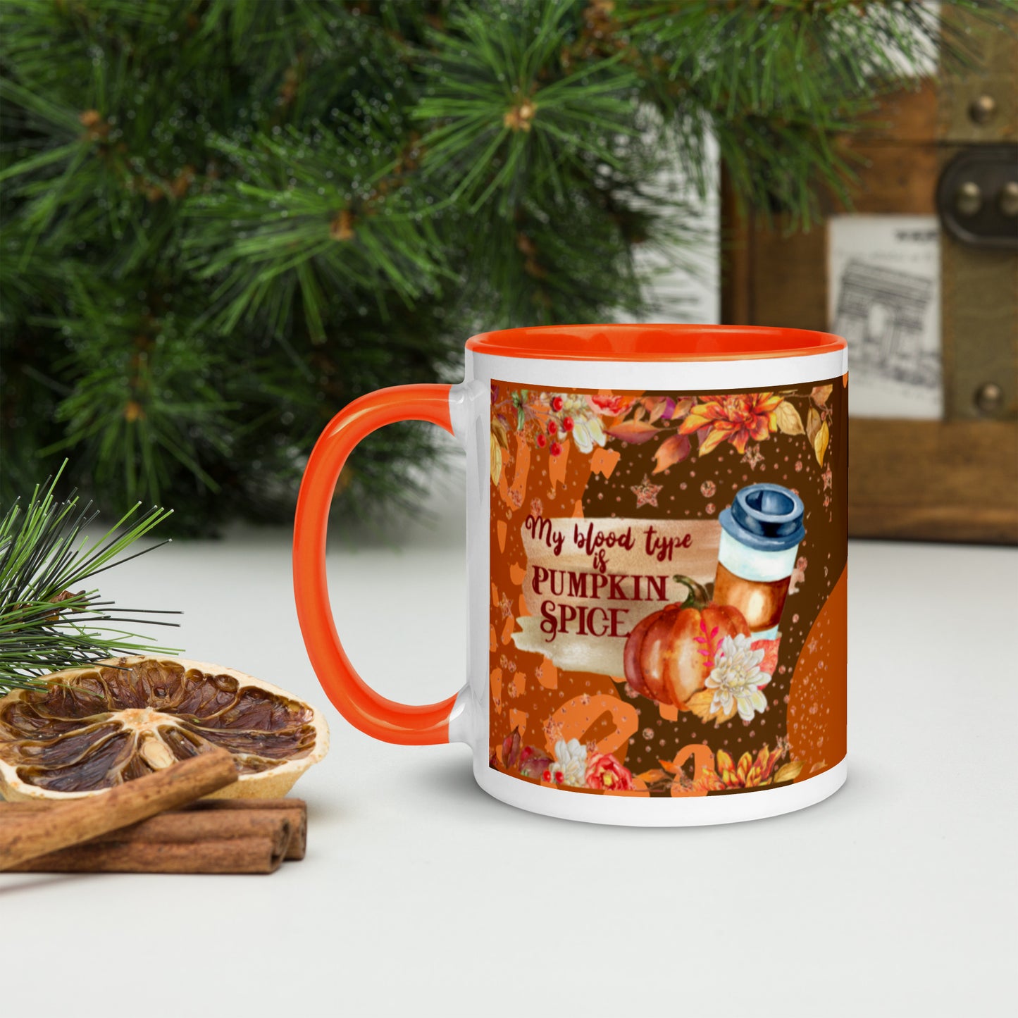 MY BLOOD TYPE IS PUMPKIN SPICE- Mug with Color Inside