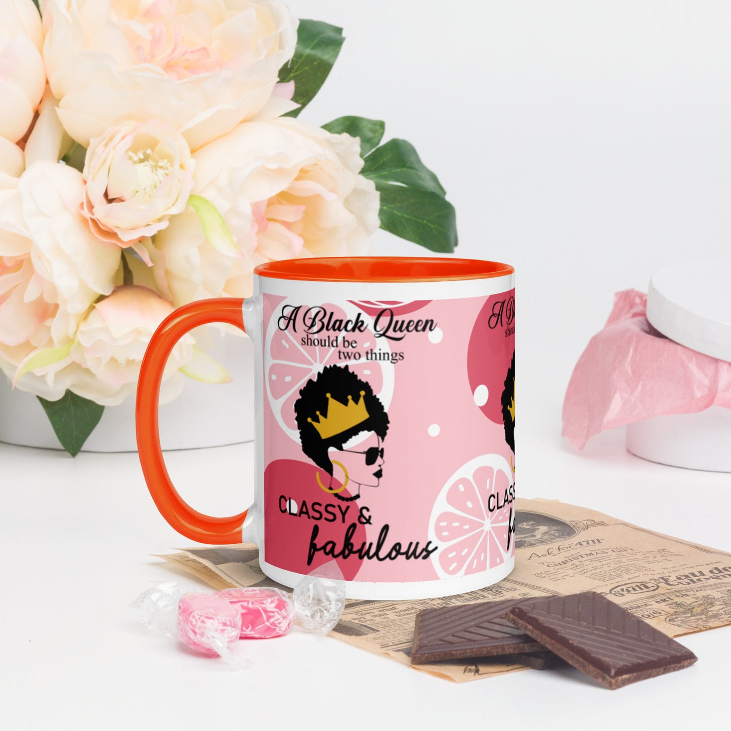 FABULOUS AND CLASSY BLACK QUEEN- Mug with Color Inside