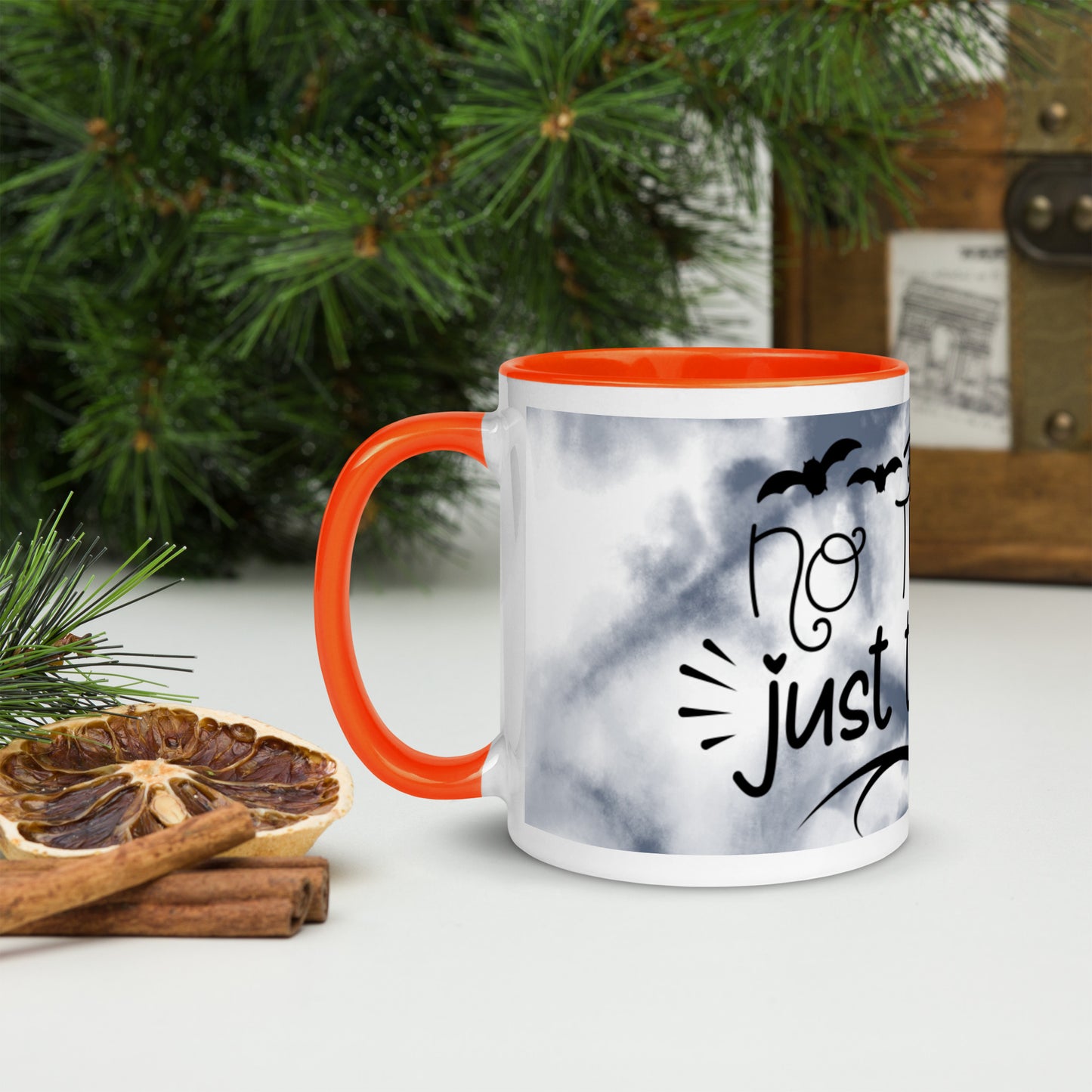 NO TRICKS, JUST TREATS- Mug with Color Inside