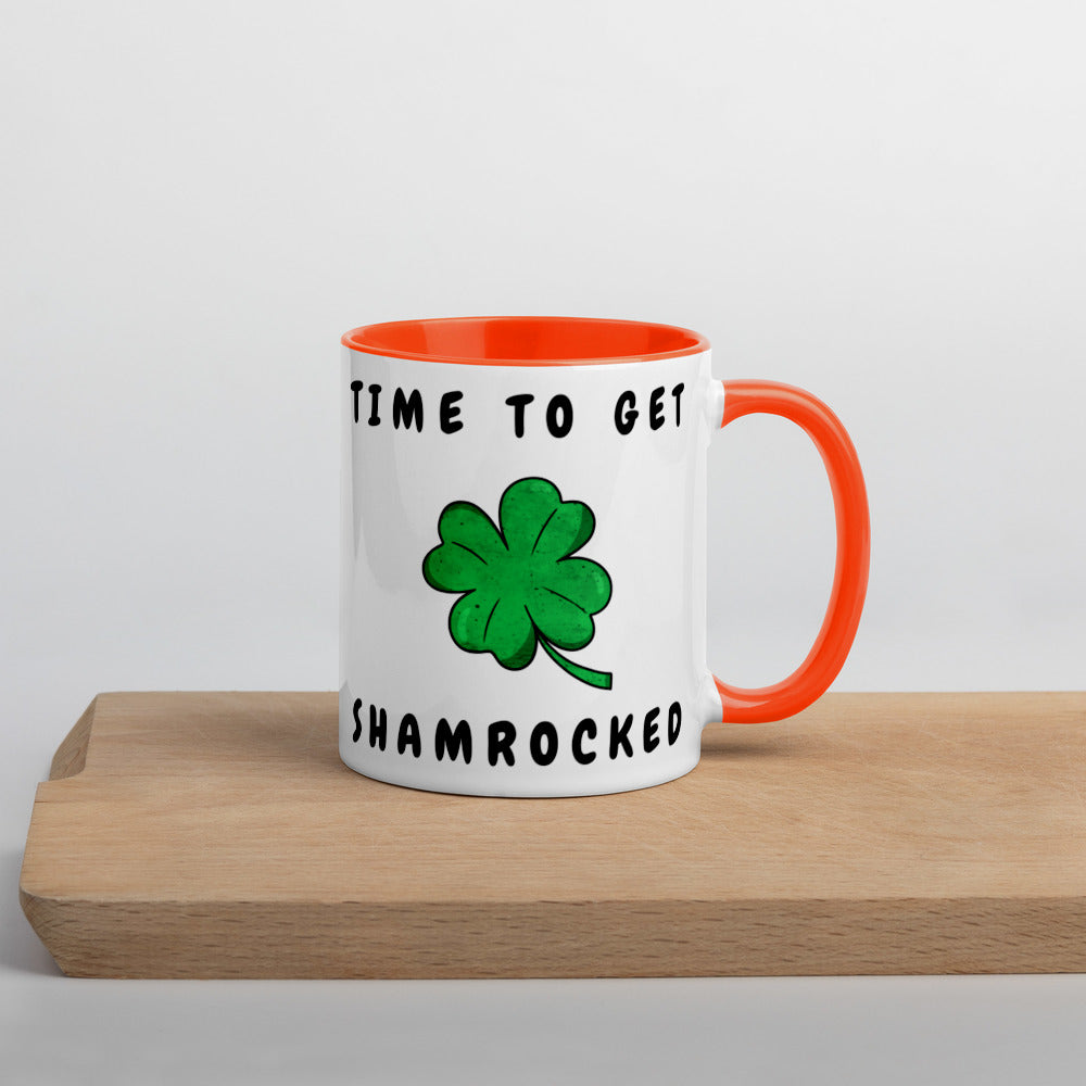 TIME TO GET SHAMROCKED- Mug with Color Inside